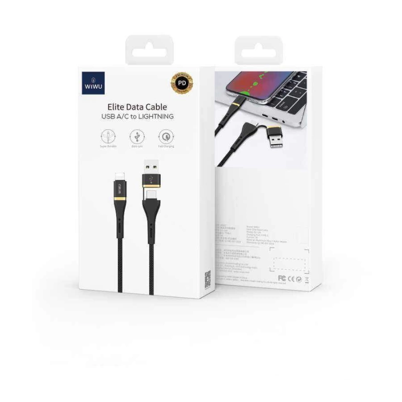 More TR Wiwu ED-105 2 in 1 USB A- Type-C to Lightning Elite Data Kablo