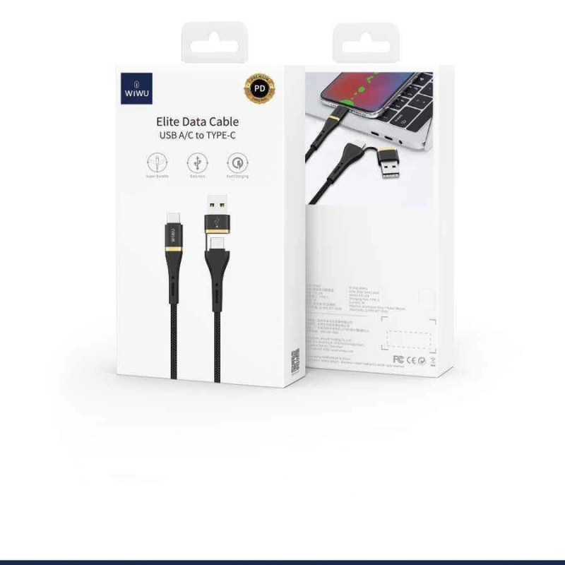 More TR Wiwu ED-106 2 in 1 USB A- Type-C to Type-C Elite Data Kablo