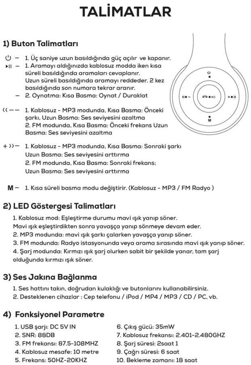 More TR Zore BTK-ZR56 Bluetooth Kulaklık