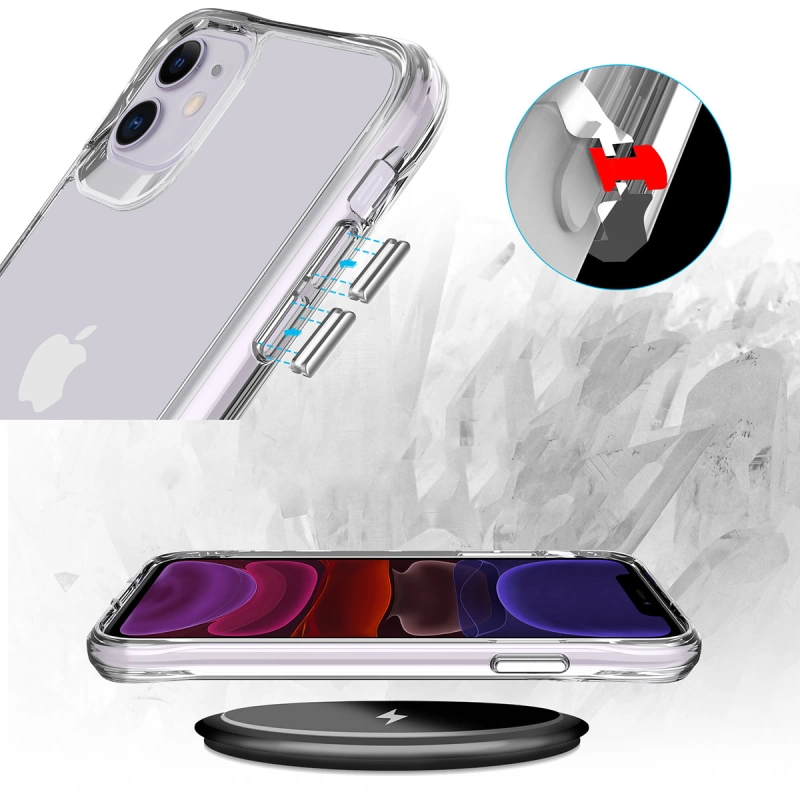 More TR Apple iPhone 11 Kılıf Zore Şeffaf Ultra İnce Airbag Tasarımlı Okka Kapak