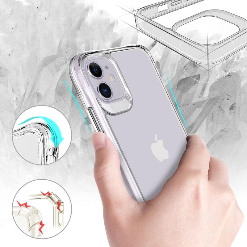 More TR Apple iPhone 11 Kılıf Zore Şeffaf Ultra İnce Airbag Tasarımlı Okka Kapak