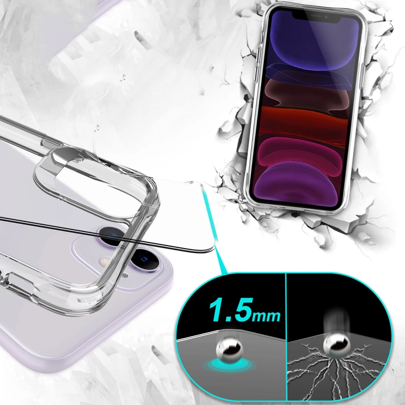 More TR Apple iPhone 11 Kılıf Zore Şeffaf Ultra İnce Airbag Tasarımlı Okka Kapak