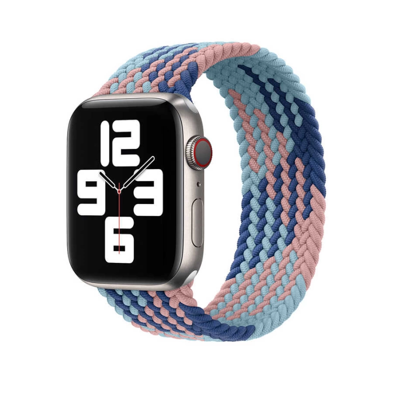 More TR Apple Watch Ultra 49mm Kordon Wiwu Braided Solo Loop Contrast Color Large Strap Kayış