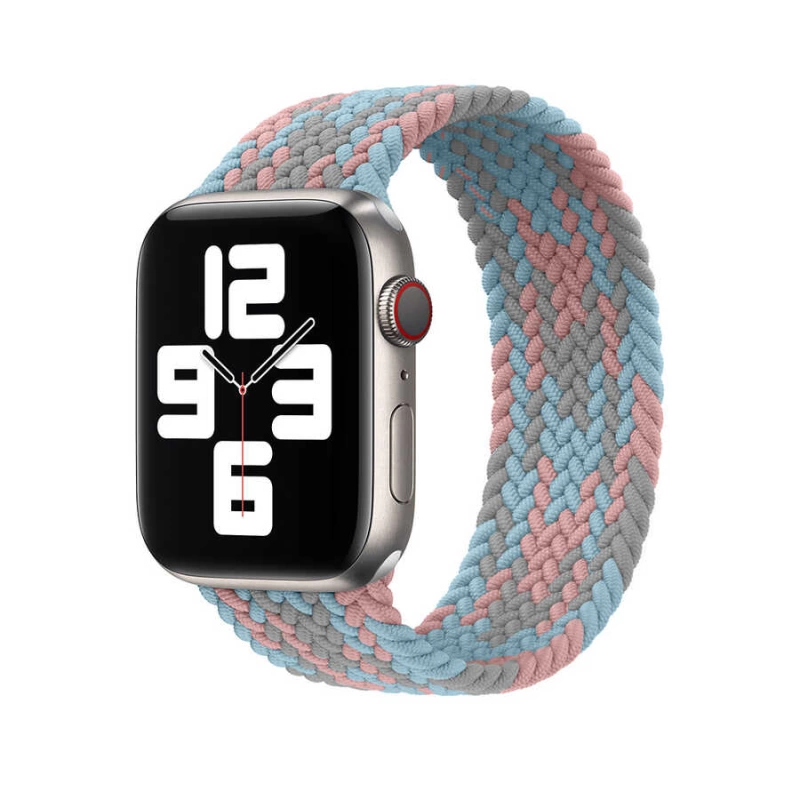 More TR Apple Watch Ultra 49mm Kordon Wiwu Braided Solo Loop Contrast Color Large Strap Kayış