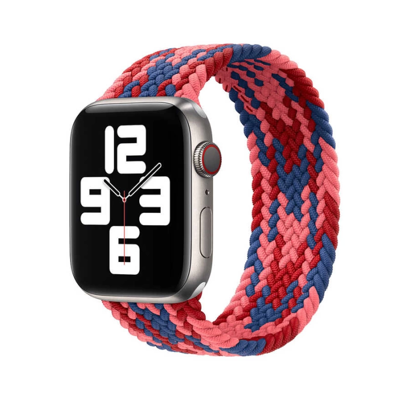 More TR Apple Watch Ultra 49mm Kordon Wiwu Braided Solo Loop Contrast Color Large Strap Kayış