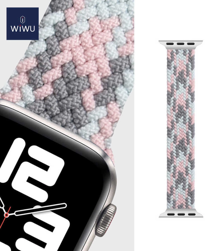 More TR Apple Watch Ultra 49mm Kordon Wiwu Braided Solo Loop Contrast Color Medium Strap Kayış