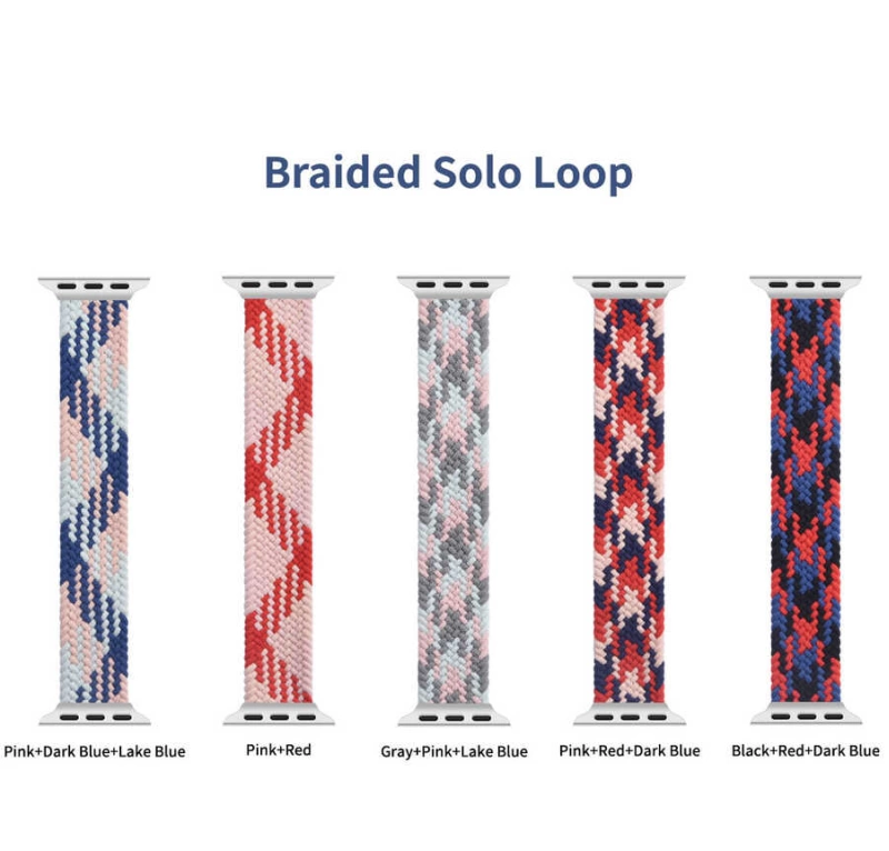 More TR Apple Watch Ultra 49mm Kordon Wiwu Braided Solo Loop Contrast Color Small Strap Kayış