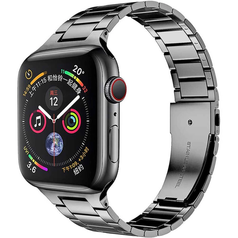 More TR Apple Watch Ultra 49mm Kordon Wiwu Ultra Thin Steel Belt Three Beads Metal Strap Kayış