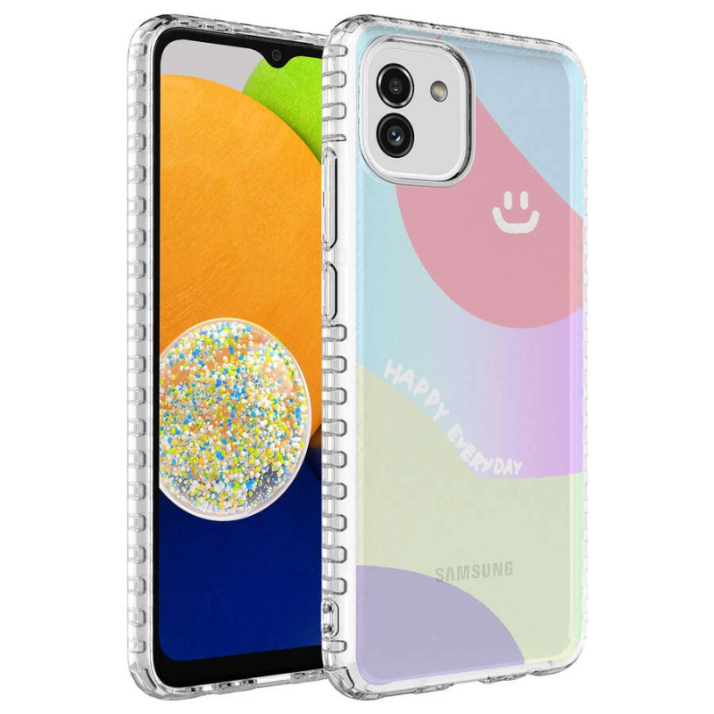 More TR Galaxy A03 Kılıf Airbag Kenarlı Renkli Desenli Silikon Zore Elegans Kapak