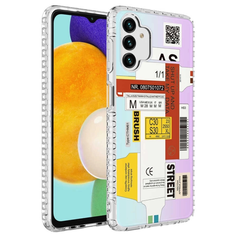 More TR Galaxy A13 4G Kılıf Airbag Kenarlı Renkli Desenli Silikon Zore Elegans Kapak