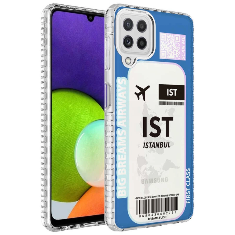 More TR Galaxy A22 4G Kılıf Airbag Kenarlı Renkli Desenli Silikon Zore Elegans Kapak