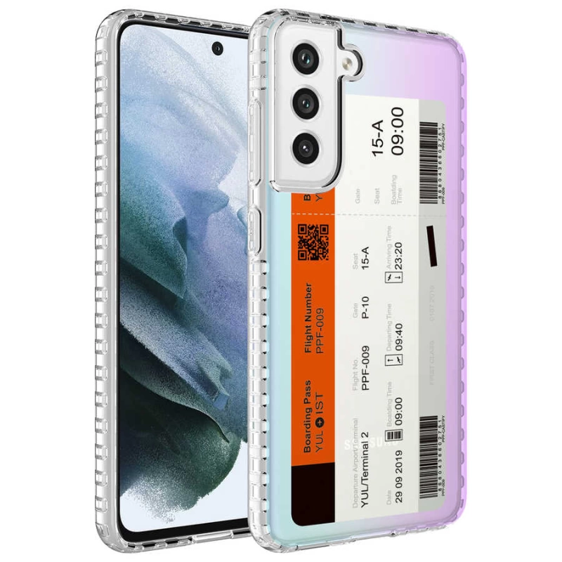 More TR Galaxy S21 FE Kılıf Airbag Kenarlı Renkli Desenli Silikon Zore Elegans Kapak