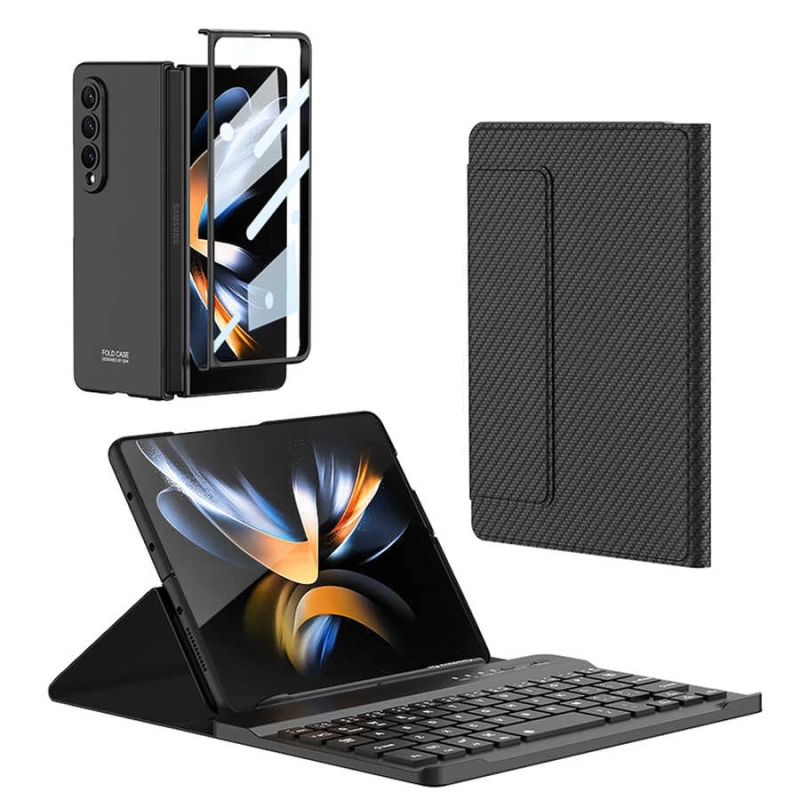 More TR Galaxy Z Fold 3 Kılıf Standlı Bluetooth Klavyeli Zore Kıpta Keyboard Set Kılıf