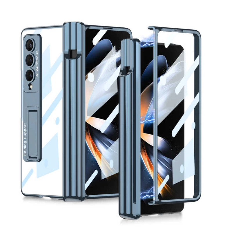 More TR Galaxy Z Fold 4 Kılıf Zore Kıpta Standlı Kalem Bölmeli Kapak