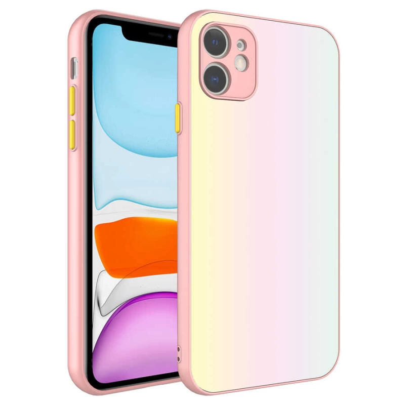 More TR Apple iPhone 11 Kılıf Kamera Korumalı Renkli Temperli Zore X-Cam Kapak