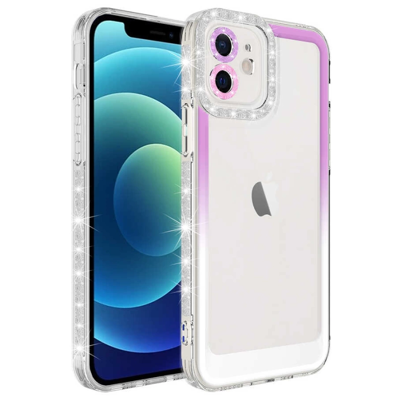 More TR Apple iPhone 11 Kılıf Simli ve Renk Geçiş Tasarımlı Lens Korumalı Zore Park Kapak