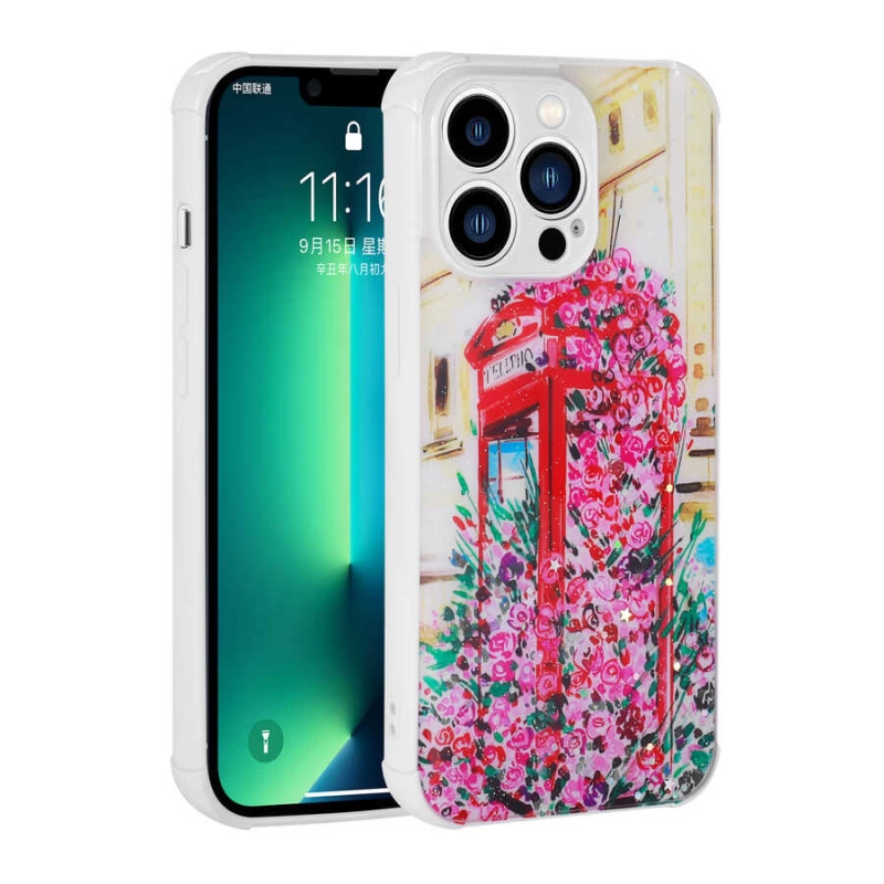 More TR Apple iPhone 11 Pro Kılıf Simli Desenli Kamera Korumalı Parlak Zore Popy Kapak