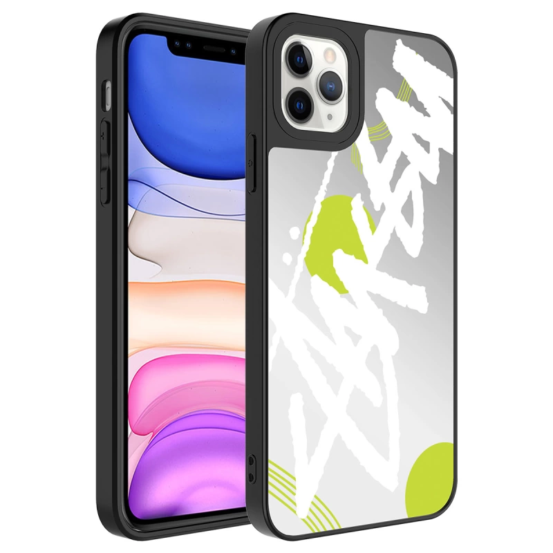 More TR Apple iPhone 11 Pro Max Kılıf Aynalı Desenli Kamera Korumalı Parlak Zore Mirror Kapak