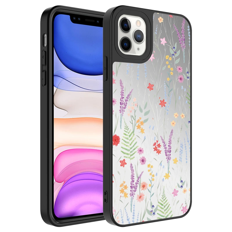 More TR Apple iPhone 11 Pro Max Kılıf Aynalı Desenli Kamera Korumalı Parlak Zore Mirror Kapak