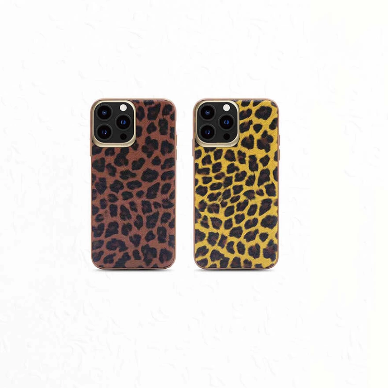 More TR Apple iPhone 13 Pro Max Kılıf Kajsa Glamorous Serisi Leopard Combo Kapak