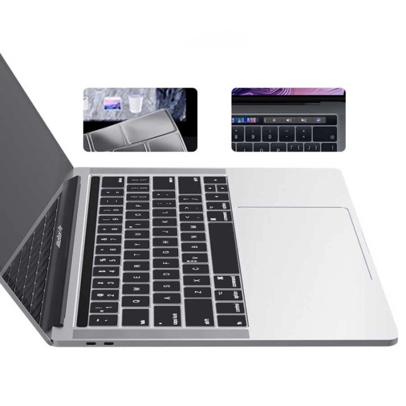 More TR Apple Macbook Pro 16.2 2023 A2780 Zore Klavye Koruyucu Şeffaf Silikon Ped