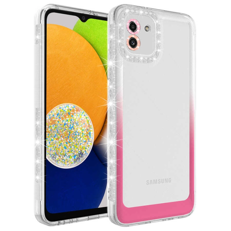 More TR Galaxy A03 Kılıf Simli ve Renk Geçiş Tasarımlı Lens Korumalı Zore Park Kapak