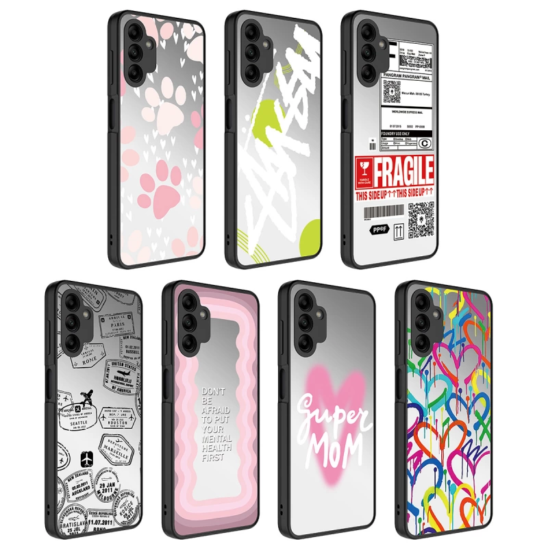 More TR Galaxy A04S Kılıf Aynalı Desenli Kamera Korumalı Parlak Zore Mirror Kapak