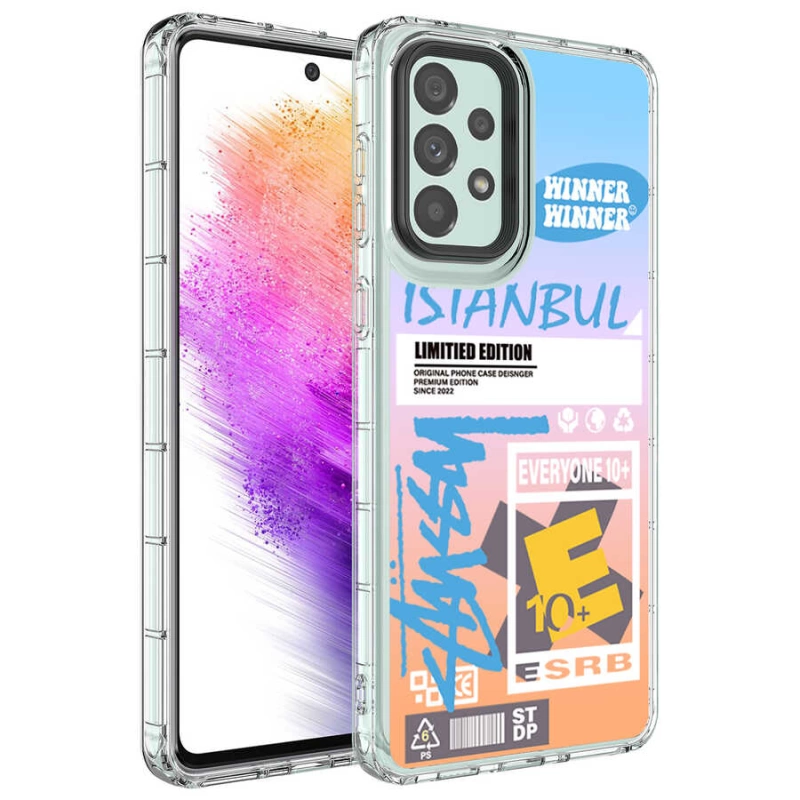 More TR Galaxy A13 4G Kılıf Kamera Korumalı Renkli Desenli Sert Silikon Zore Korn Kapak