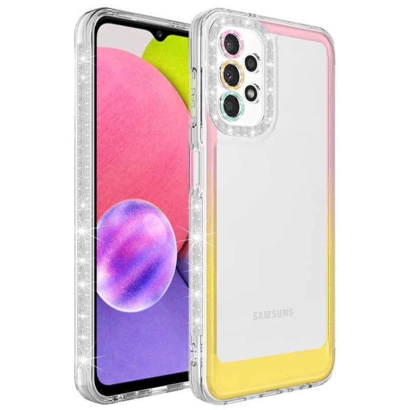 More TR Galaxy A13 4G Kılıf Simli ve Renk Geçiş Tasarımlı Lens Korumalı Zore Park Kapak