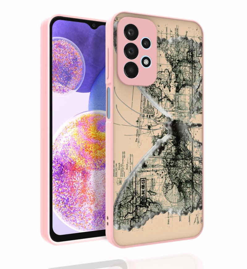 More TR Galaxy A23 Kılıf Desenli Kamera Korumalı Parlak Zore Nora Kapak