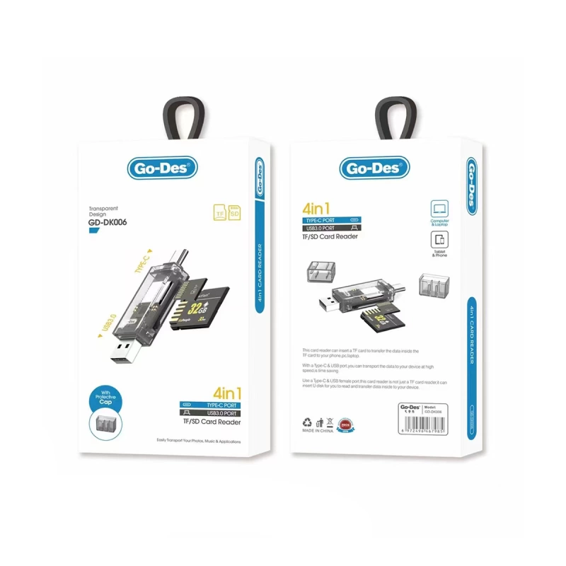 More TR Go Des GD-DK006 Type-C & USB-A Çıkışlı 4 in 1 OTG Hafıza Kart Okuyucu