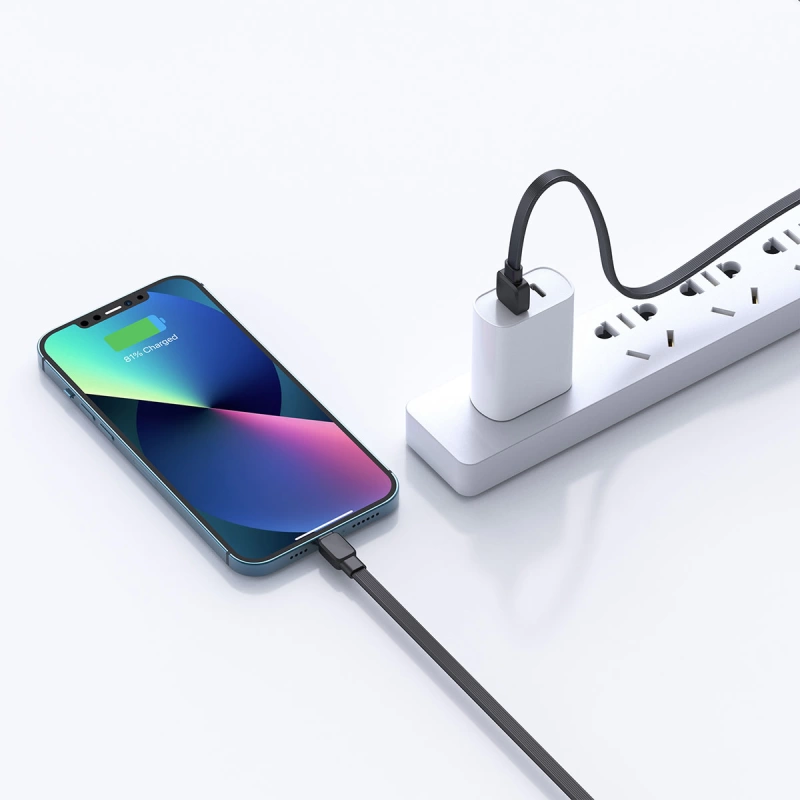 More TR Wiwu Bravo Wİ-C003 Yassı Tasarım Lightning Usb Kablo 1M