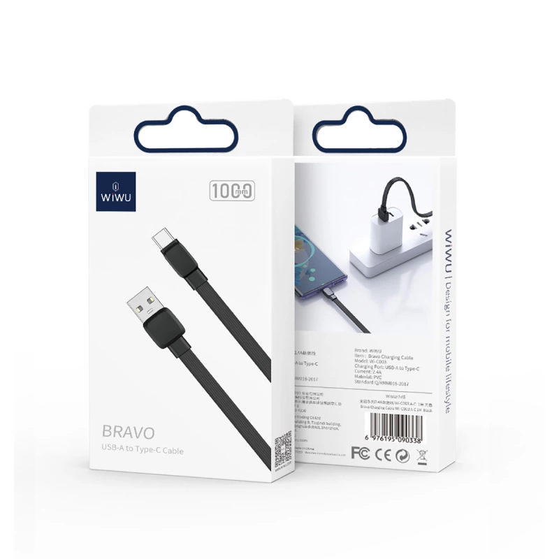 More TR Wiwu Bravo Wİ-C003 Yassı Tasarım Type-C Usb Kablo 1M