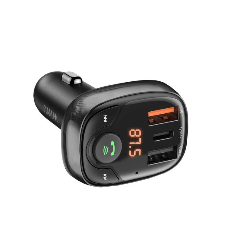 More TR Wiwu PC600 36W Hızlı Şarj Destekli Dijital Göstergeli Bluetooth FM Transmitter