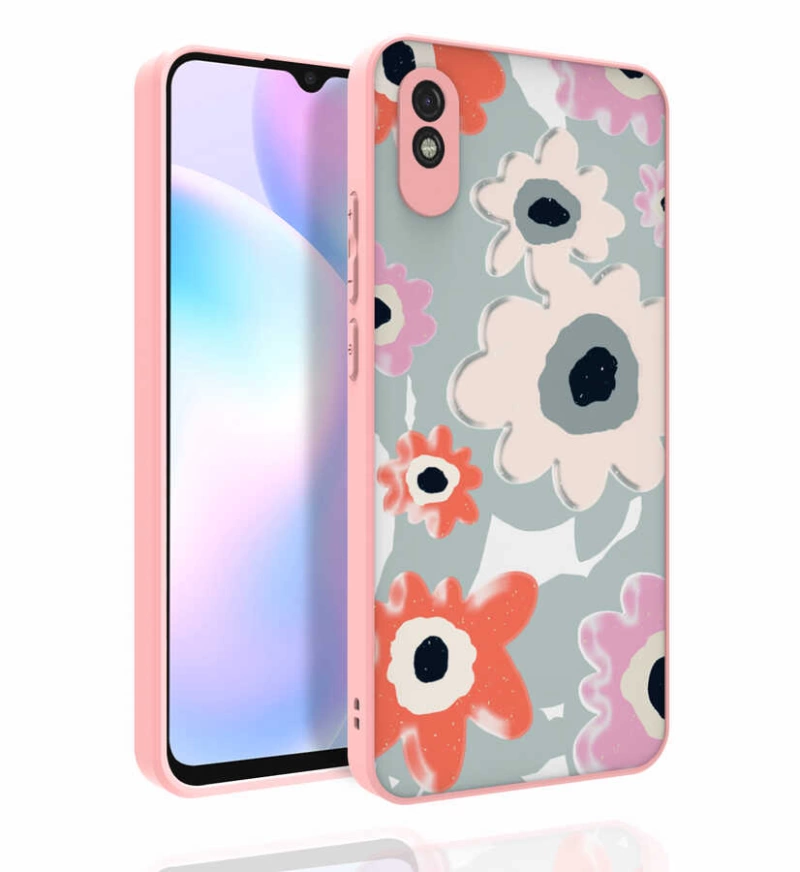 More TR Xiaomi Redmi 9A Kılıf Desenli Kamera Korumalı Parlak Zore Nora Kapak