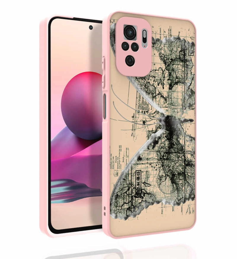 More TR Xiaomi Redmi Note 10S Kılıf Desenli Kamera Korumalı Parlak Zore Nora Kapak