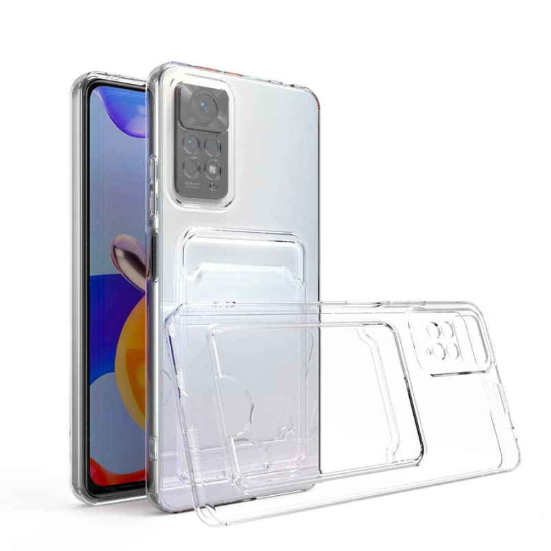 More TR Xiaomi Redmi Note 11 Global Kılıf Kartlıklı Şeffaf Zore Setra Clear Silikon Kapak