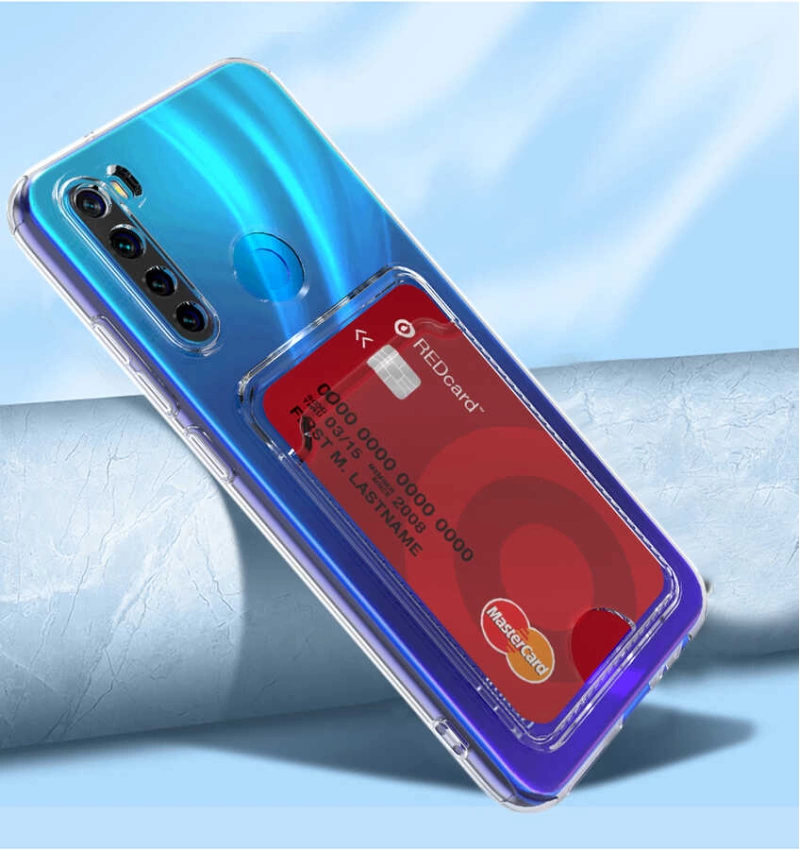 More TR Xiaomi Redmi Note 8 Kılıf Kartlıklı Şeffaf Zore Setra Clear Silikon Kapak