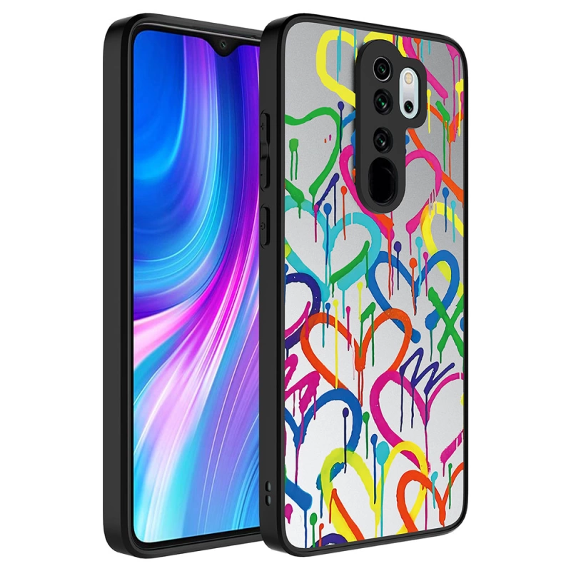 More TR Xiaomi Redmi Note 8 Pro Kılıf Aynalı Desenli Kamera Korumalı Parlak Zore Mirror Kapak