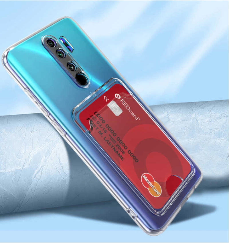 More TR Xiaomi Redmi Note 8 Pro Kılıf Kartlıklı Şeffaf Zore Setra Clear Silikon Kapak