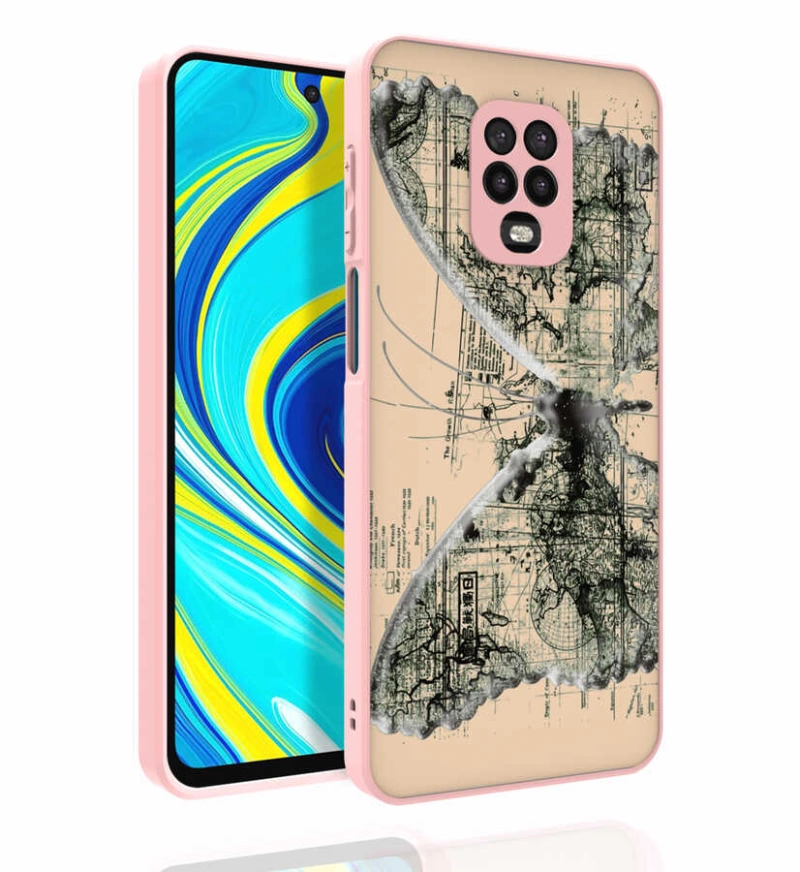 More TR Xiaomi Redmi Note 9 Pro Kılıf Desenli Kamera Korumalı Parlak Zore Nora Kapak