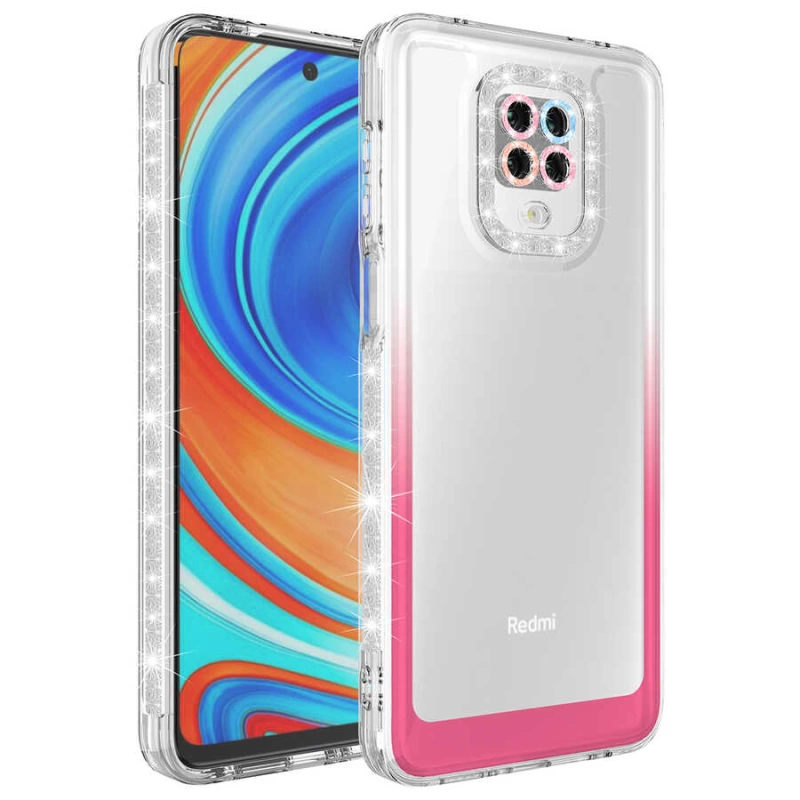 More TR Xiaomi Redmi Note 9 Pro Kılıf Simli ve Renk Geçiş Tasarımlı Lens Korumalı Zore Park Kapak