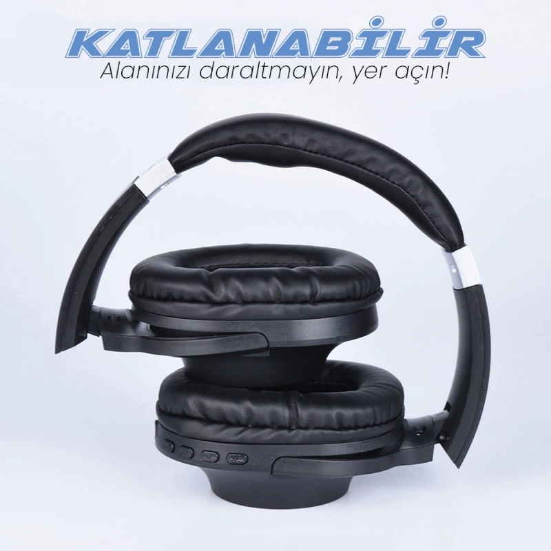 More TR Zore BT850 Ayarlanabilir ve Katlanabilir 90 Derece Dönebilen Kulak Üstü Bluetooth Kulaklık