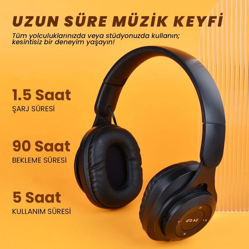 More TR Zore M6 Plus Ayarlanabilir ve Katlanabilir Kulak Üstü Bluetooth Kulaklık