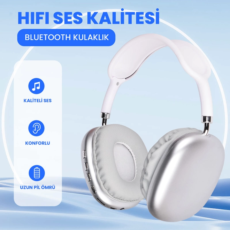 More TR Zore P9 Hi-Fi Ses Kalitesi Ayarlanabilir ve Katlanabilir Kulak Üstü Bluetooth Kulaklık