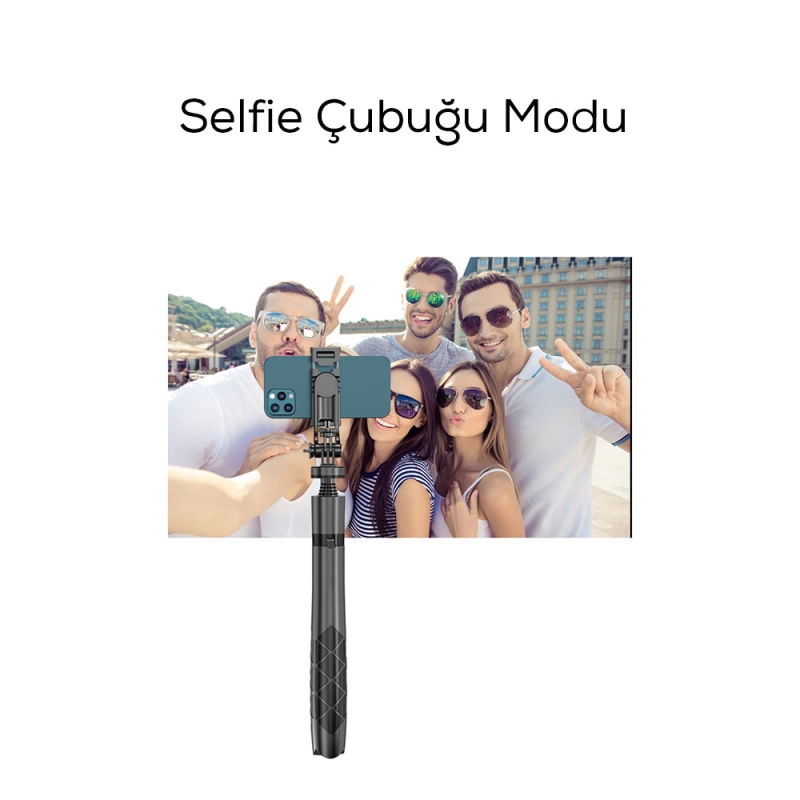 More TR Wiwu Wi-SE005 Çok Fonksiyonlu Sabitleyici Ayrılabilir Canlı Yayın Tripod Selfie Çubuğu