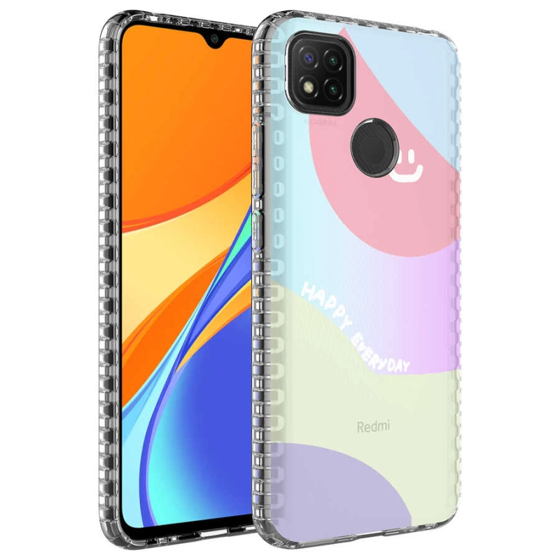 More TR Xiaomi Redmi 9C Kılıf Airbag Kenarlı Renkli Desenli Silikon Zore Elegans Kapak