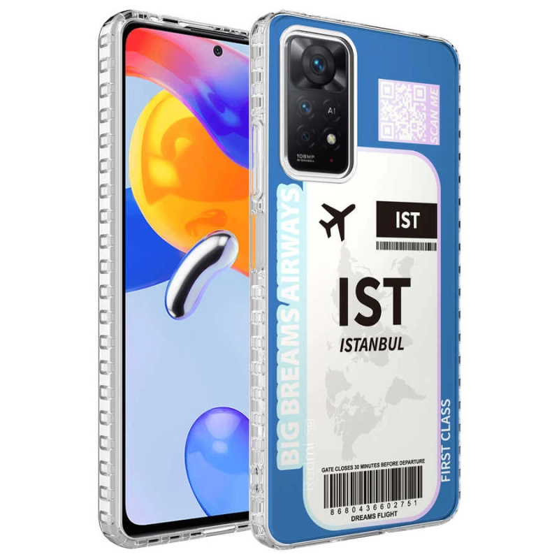 More TR Xiaomi Redmi Note 11 Global Kılıf Airbag Kenarlı Renkli Desenli Silikon Zore Elegans Kapak