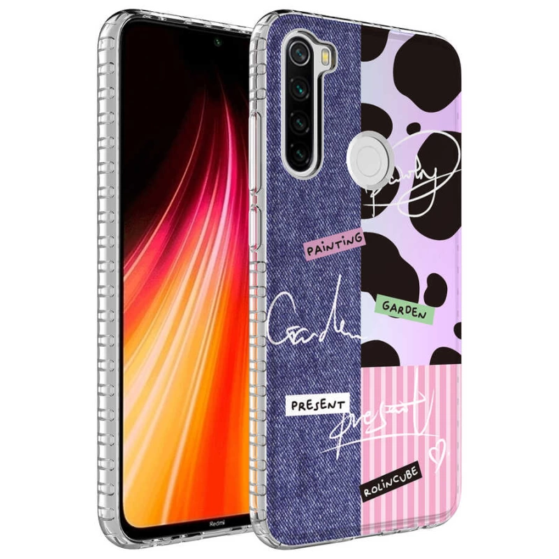 More TR Xiaomi Redmi Note 8 Kılıf Airbag Kenarlı Renkli Desenli Silikon Zore Elegans Kapak