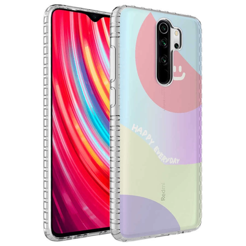 More TR Xiaomi Redmi Note 8 Pro Kılıf Airbag Kenarlı Renkli Desenli Silikon Zore Elegans Kapak